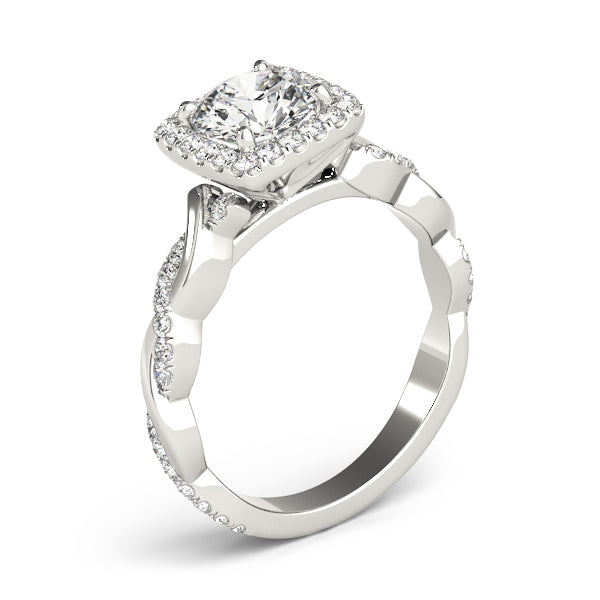 Iconic Braided Shank With Center Halo Round Diamond Engagement Ring — 9K/18K Gold & Platinum