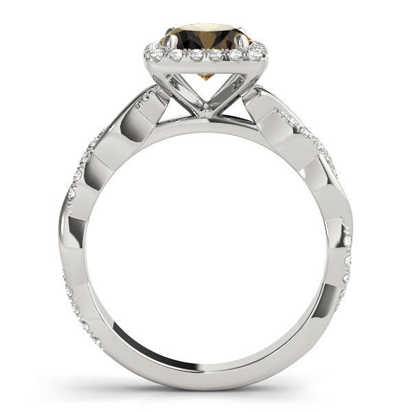 Iconic Braided Shank With Center Halo Round Diamond Engagement Ring — 9K/18K Gold & Platinum