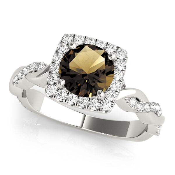 Iconic Braided Shank With Center Halo Round Diamond Engagement Ring — 9K/18K Gold & Platinum