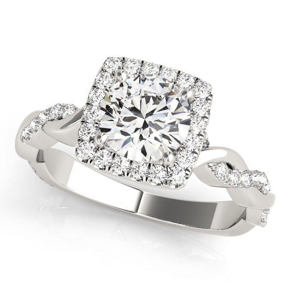 Iconic Braided Shank With Center Halo Round Diamond Engagement Ring — 9K/18K Gold & Platinum