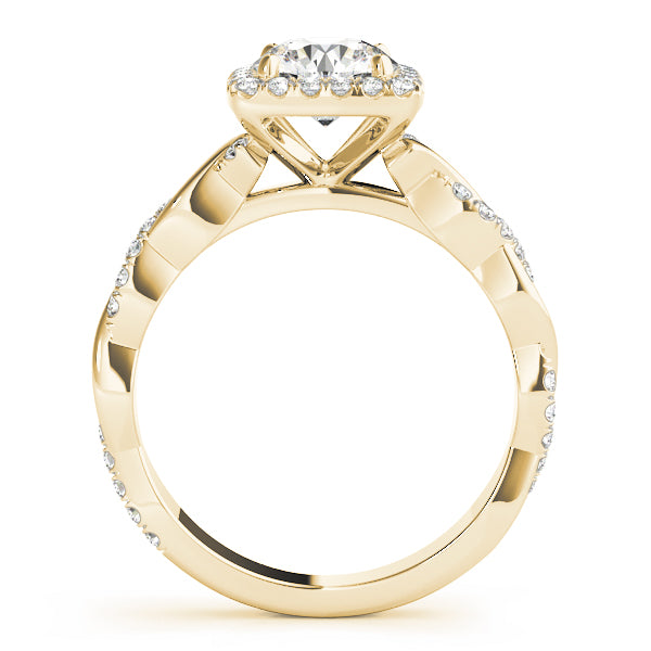 Iconic Braided Shank With Center Halo Round Diamond Engagement Ring — 9K/18K Gold & Platinum