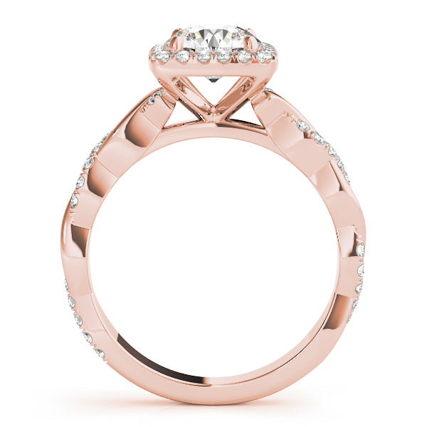 Iconic Braided Shank With Center Halo Round Diamond Engagement Ring — 9K/18K Gold & Platinum