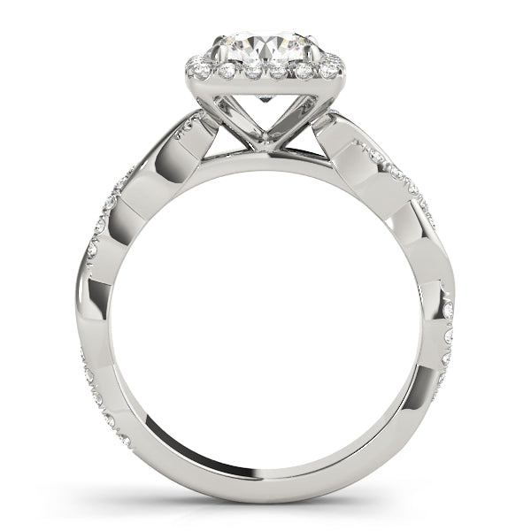 Iconic Braided Shank With Center Halo Round Diamond Engagement Ring — 9K/18K Gold & Platinum