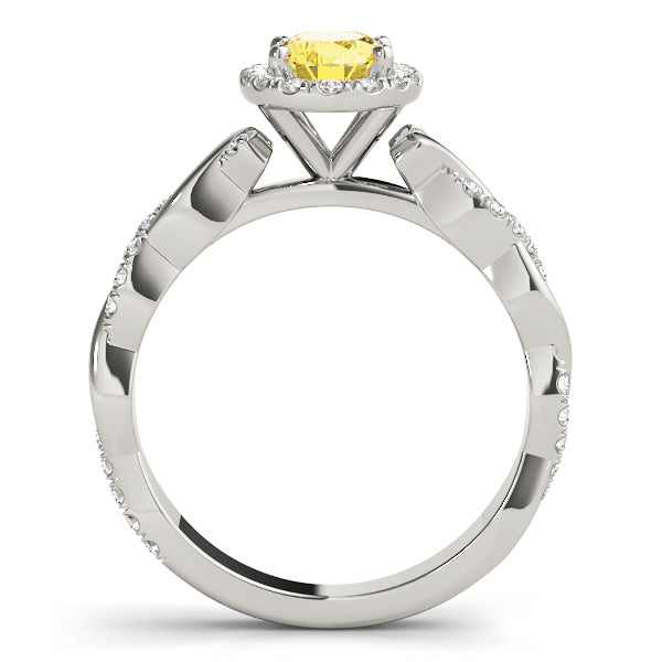 Noble Braided Shank With Halo Head Oval Diamond Engagement Ring — 9K/18K Gold & Platinum