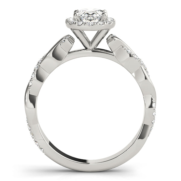 Noble Braided Shank With Halo Head Oval Diamond Engagement Ring — 9K/18K Gold & Platinum