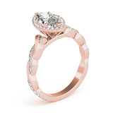 Signature Braided Shank With Halo Head Marquise Diamond Engagement Ring — 9K/18K Gold & Platinum