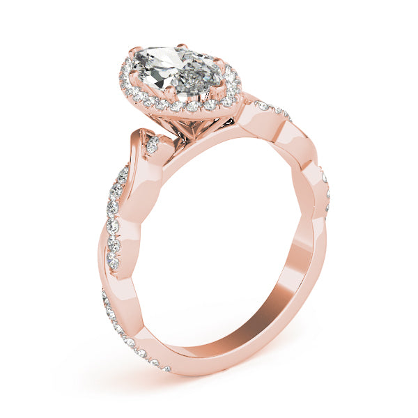 Signature Braided Shank With Halo Head Marquise Diamond Engagement Ring — 9K/18K Gold & Platinum