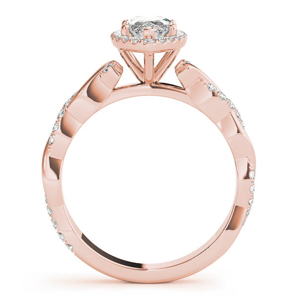 Signature Braided Shank With Halo Head Marquise Diamond Engagement Ring — 9K/18K Gold & Platinum