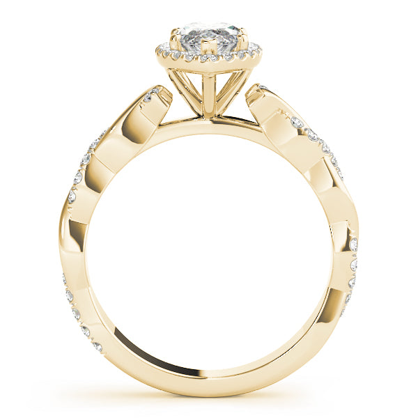 Signature Braided Shank With Halo Head Marquise Diamond Engagement Ring — 9K/18K Gold & Platinum