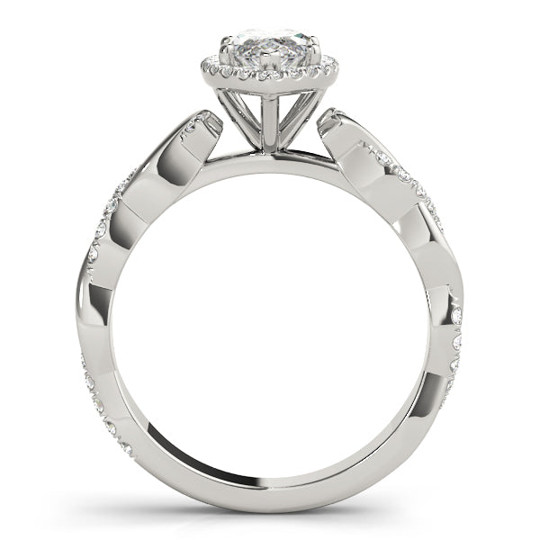Signature Braided Shank With Halo Head Marquise Diamond Engagement Ring — 9K/18K Gold & Platinum