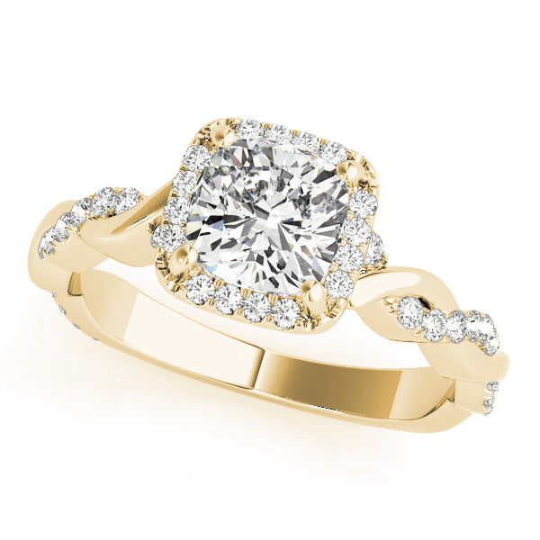 Artisan Braided Shank With Halo Head Cushion Diamond Engagement Ring — 9K/18K Gold & Platinum