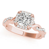 Artisan Braided Shank With Halo Head Cushion Diamond Engagement Ring — 9K/18K Gold & Platinum