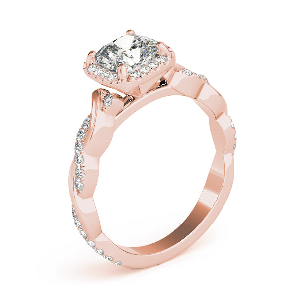 Artisan Braided Shank With Halo Head Cushion Diamond Engagement Ring — 9K/18K Gold & Platinum