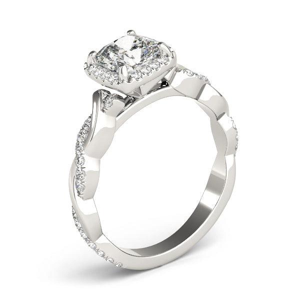 Artisan Braided Shank With Halo Head Cushion Diamond Engagement Ring — 9K/18K Gold & Platinum