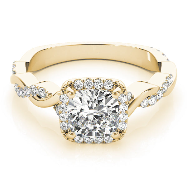 Artisan Braided Shank With Halo Head Cushion Diamond Engagement Ring — 9K/18K Gold & Platinum