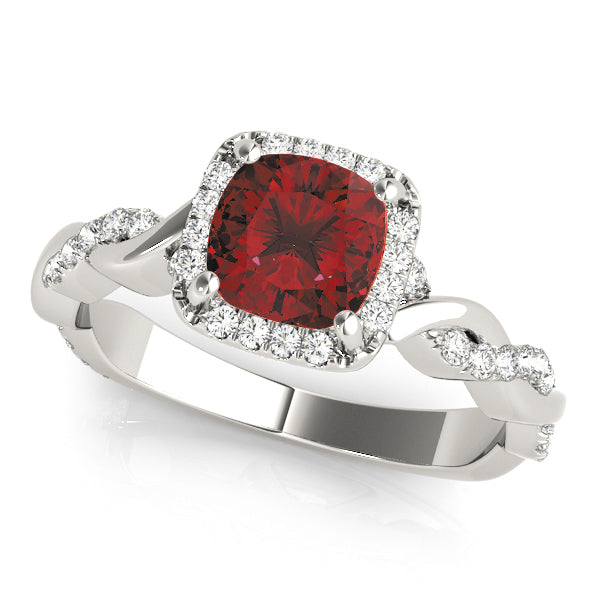 Artisan Braided Shank With Halo Head Cushion Diamond Engagement Ring — 9K/18K Gold & Platinum