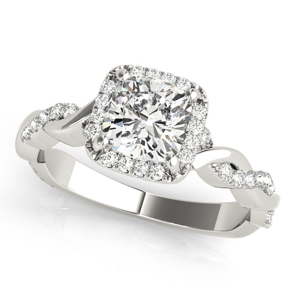 Artisan Braided Shank With Halo Head Cushion Diamond Engagement Ring — 9K/18K Gold & Platinum