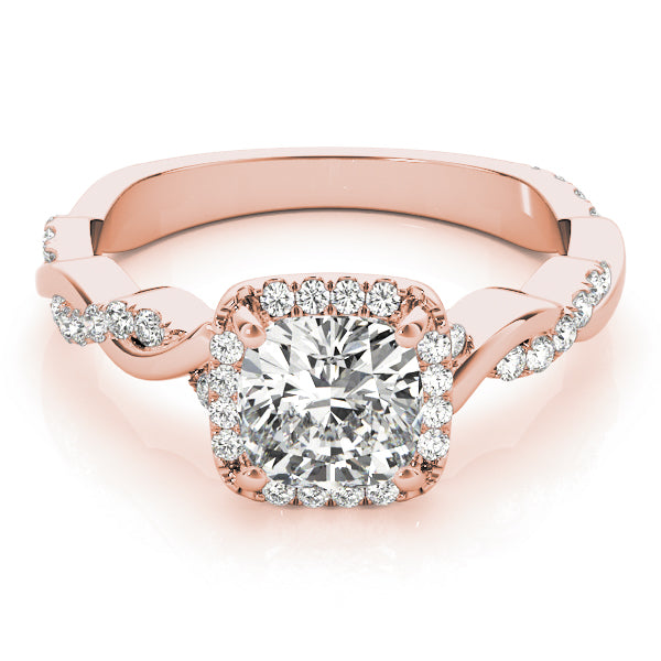 Artisan Braided Shank With Halo Head Cushion Diamond Engagement Ring — 9K/18K Gold & Platinum