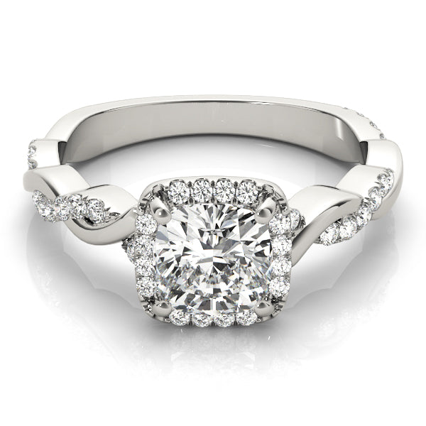 Artisan Braided Shank With Halo Head Cushion Diamond Engagement Ring — 9K/18K Gold & Platinum