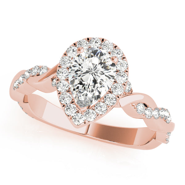 Bespoke Braided Shank With Halo Head Pear Diamond Engagement Ring — 9K/18K Gold & Platinum