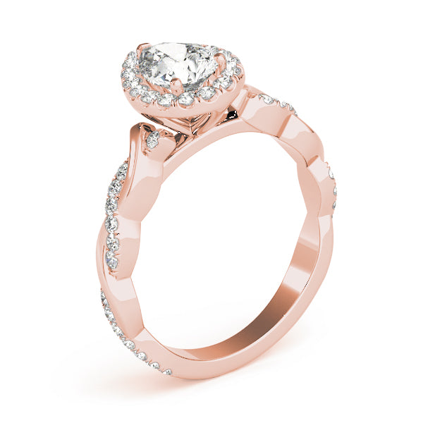 Bespoke Braided Shank With Halo Head Pear Diamond Engagement Ring — 9K/18K Gold & Platinum