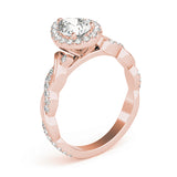 Bespoke Braided Shank With Halo Head Pear Diamond Engagement Ring — 9K/18K Gold & Platinum