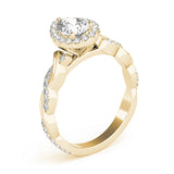 Bespoke Braided Shank With Halo Head Pear Diamond Engagement Ring — 9K/18K Gold & Platinum