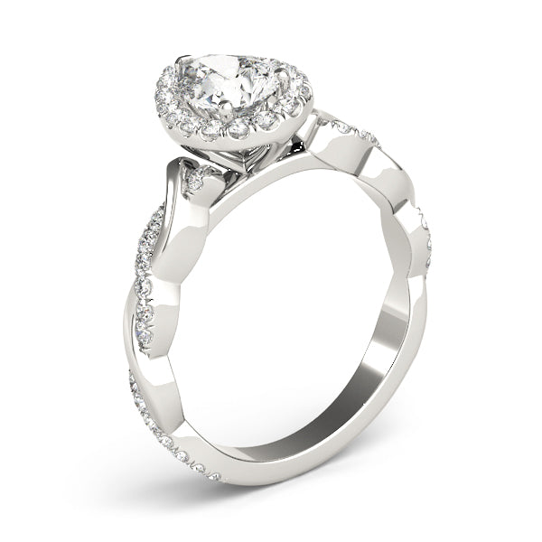 Bespoke Braided Shank With Halo Head Pear Diamond Engagement Ring — 9K/18K Gold & Platinum
