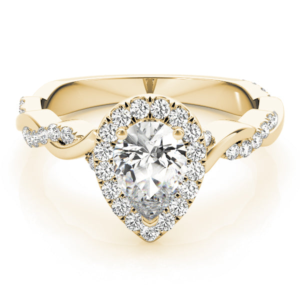 Bespoke Braided Shank With Halo Head Pear Diamond Engagement Ring — 9K/18K Gold & Platinum