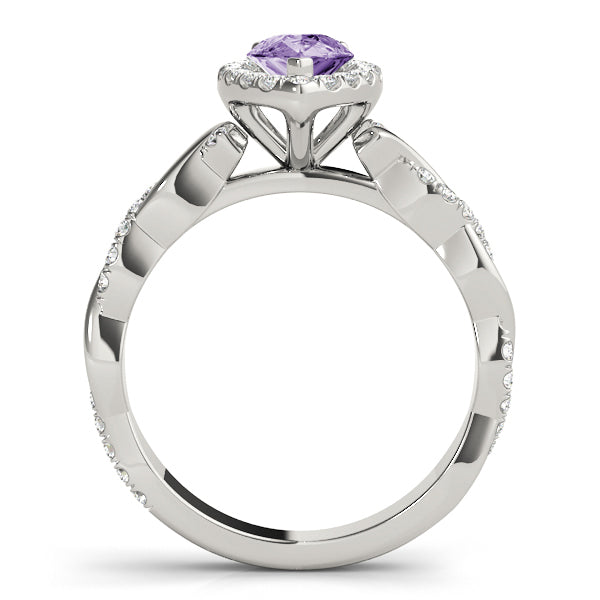 Bespoke Braided Shank With Halo Head Pear Diamond Engagement Ring — 9K/18K Gold & Platinum