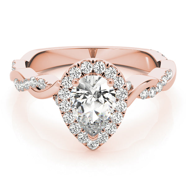 Bespoke Braided Shank With Halo Head Pear Diamond Engagement Ring — 9K/18K Gold & Platinum
