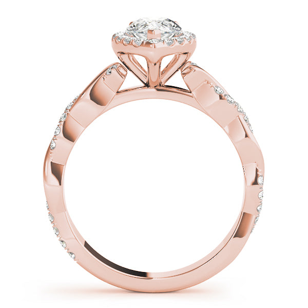 Bespoke Braided Shank With Halo Head Pear Diamond Engagement Ring — 9K/18K Gold & Platinum