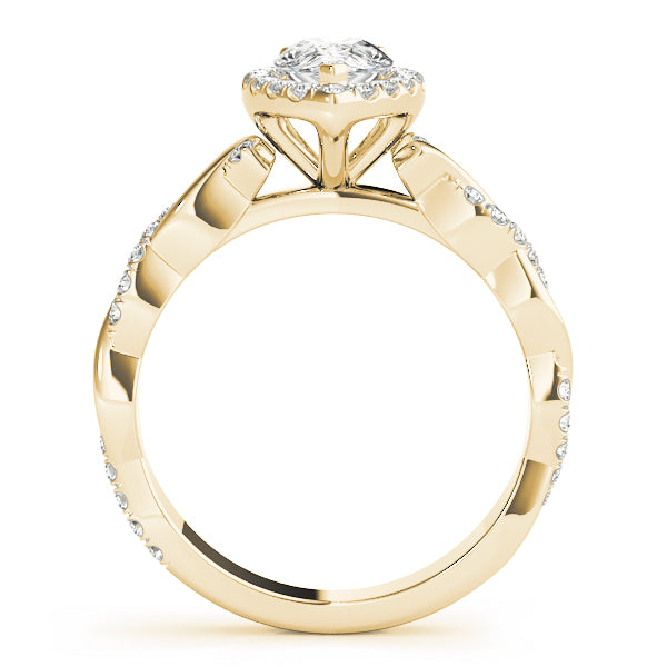 Bespoke Braided Shank With Halo Head Pear Diamond Engagement Ring — 9K/18K Gold & Platinum