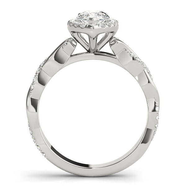 Bespoke Braided Shank With Halo Head Pear Diamond Engagement Ring — 9K/18K Gold & Platinum