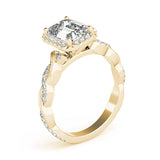 Exquisite Braided Shank With Cut Halo Head Emerald Diamond Engagement Ring — 9K/18K Gold & Platinum