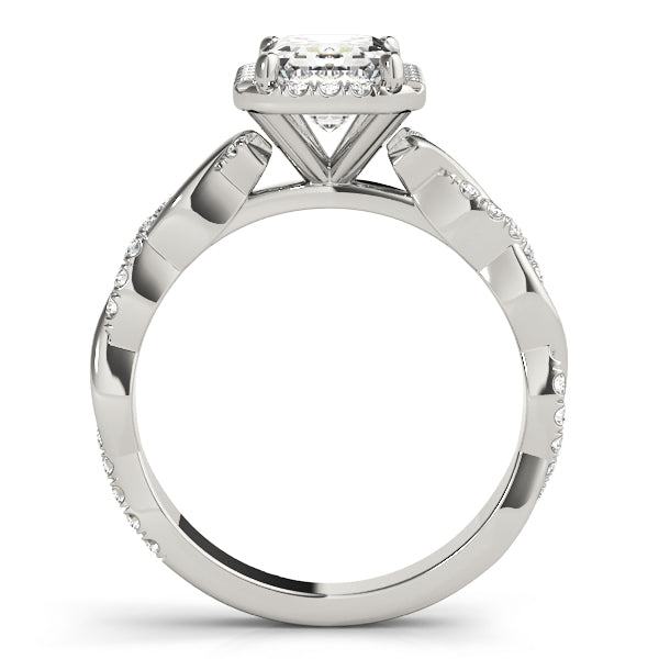 Exquisite Braided Shank With Cut Halo Head Emerald Diamond Engagement Ring — 9K/18K Gold & Platinum