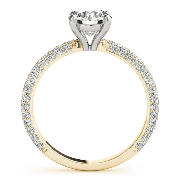 Classic Pave Engagement Ring With Head Round Diamond Engagement Ring — 9K/18K Gold & Platinum