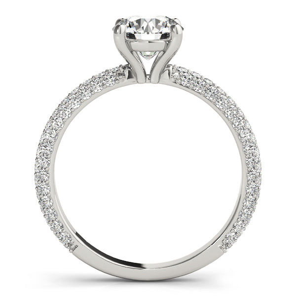 Classic Pave Engagement Ring With Head Round Diamond Engagement Ring — 9K/18K Gold & Platinum