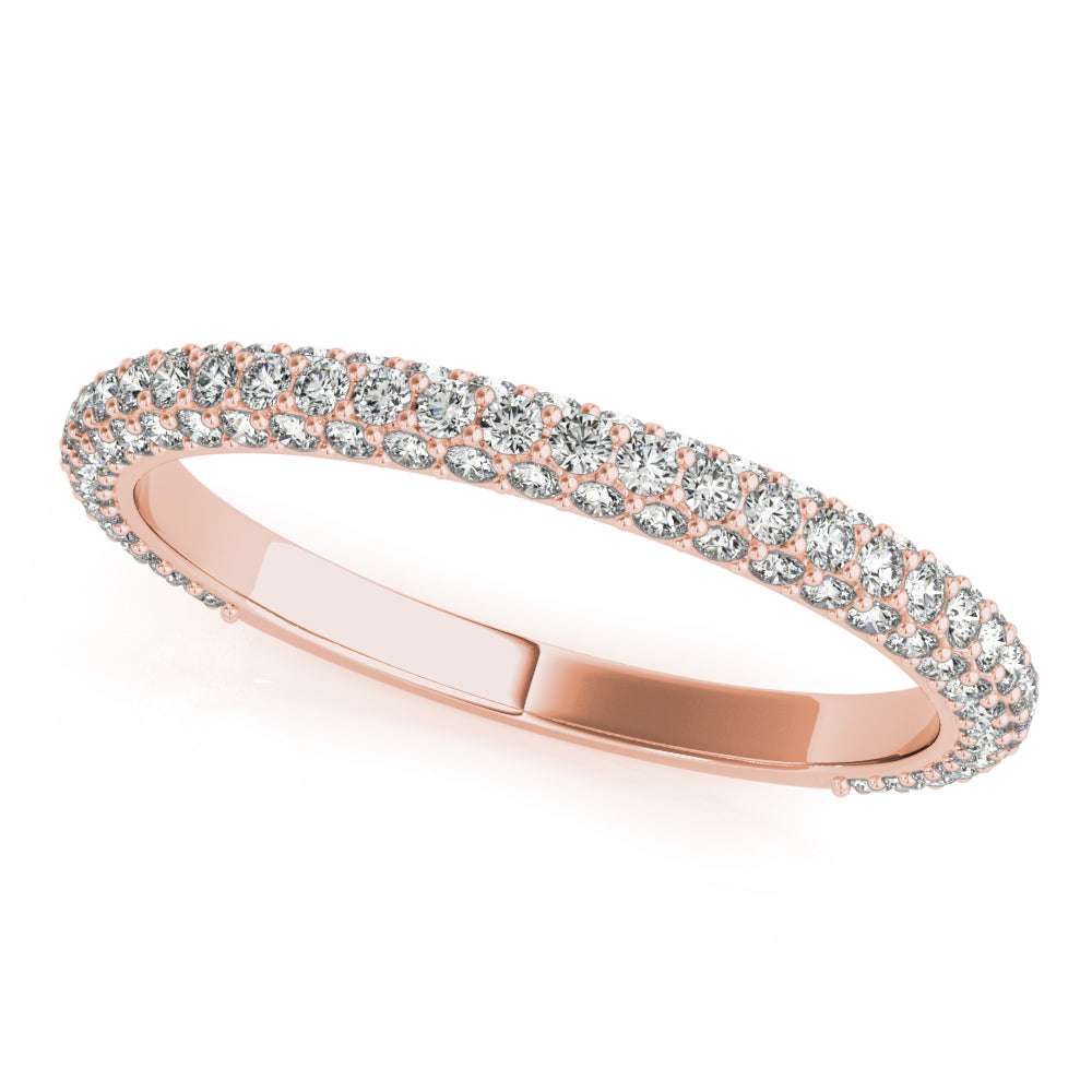 Straight Pavã© Half Eternity Ring in Gold & Platinum