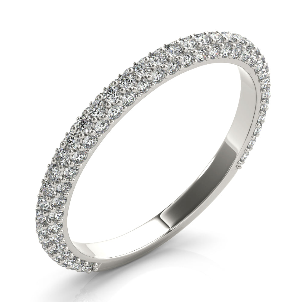 Straight Pavã© Half Eternity Ring in Gold & Platinum