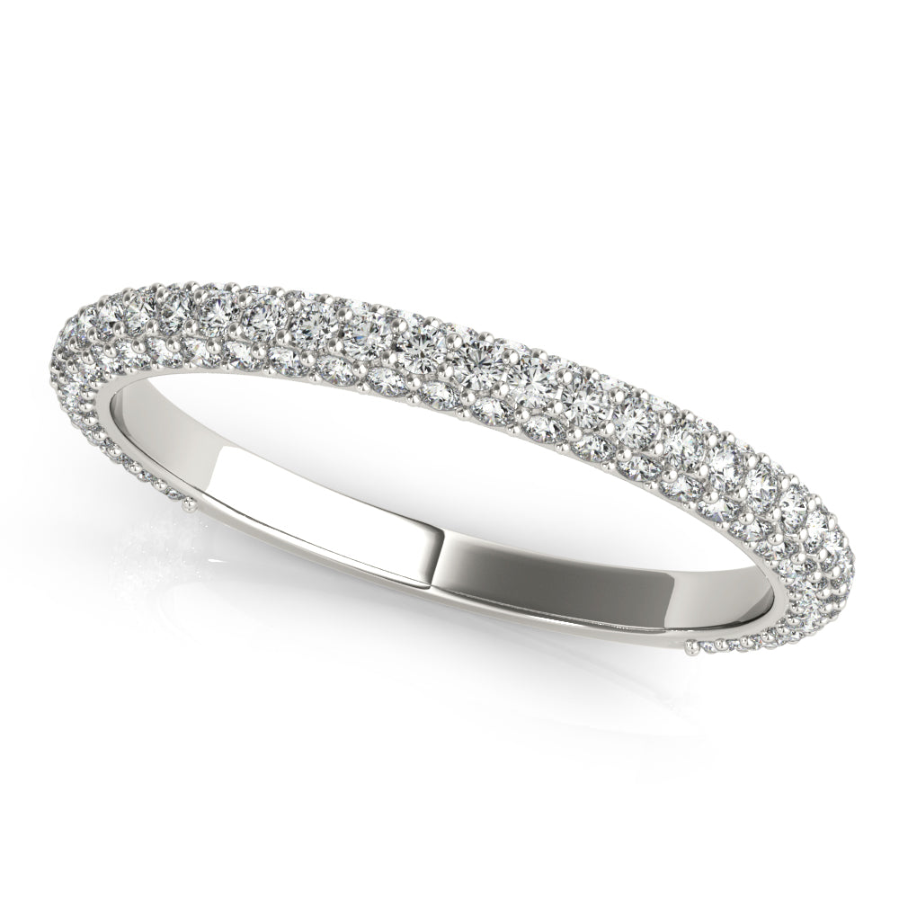 Straight Pavã© Half Eternity Ring in Gold & Platinum