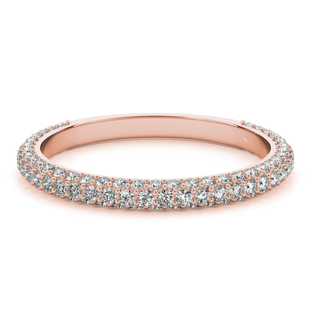 Straight Pavã© Half Eternity Ring in Gold & Platinum