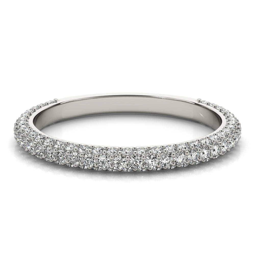 Straight Pavã© Half Eternity Ring in Gold & Platinum