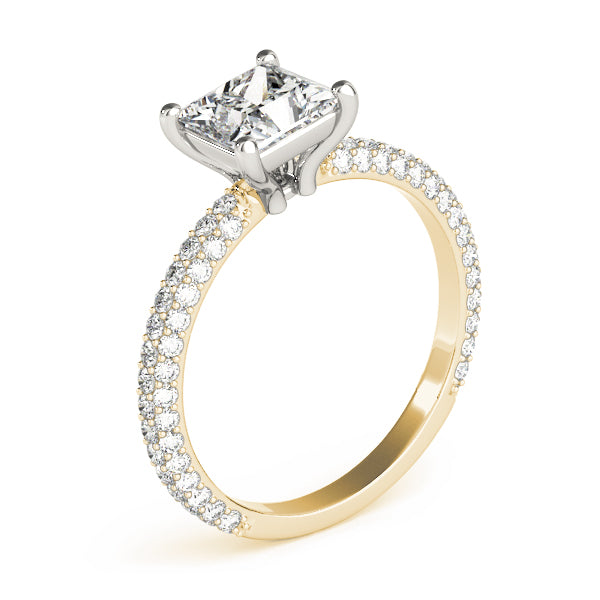 Timeless Pave Engagement Ring With Cut Head Princess Diamond Engagement Ring — 9K/18K Gold & Platinum