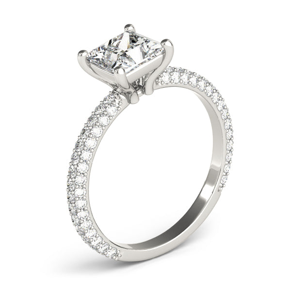 Timeless Pave Engagement Ring With Cut Head Princess Diamond Engagement Ring — 9K/18K Gold & Platinum