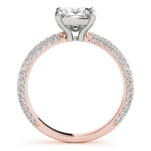Timeless Pave Engagement Ring With Cut Head Princess Diamond Engagement Ring — 9K/18K Gold & Platinum