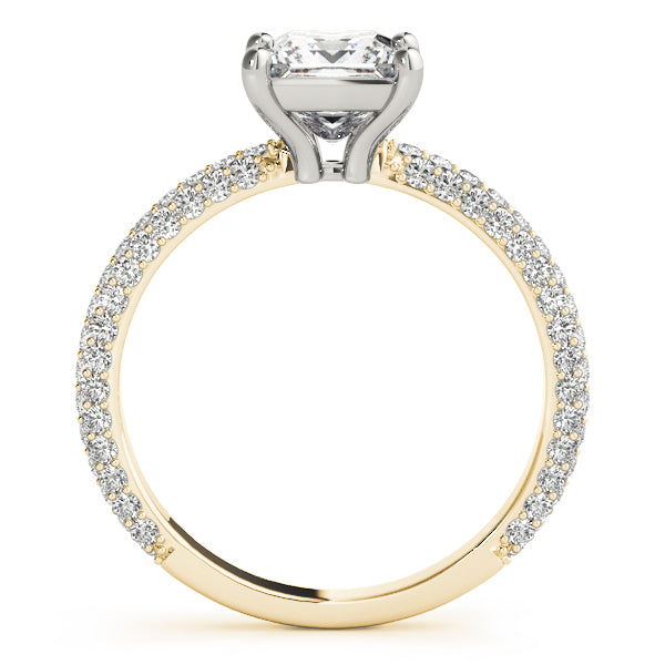 Timeless Pave Engagement Ring With Cut Head Princess Diamond Engagement Ring — 9K/18K Gold & Platinum