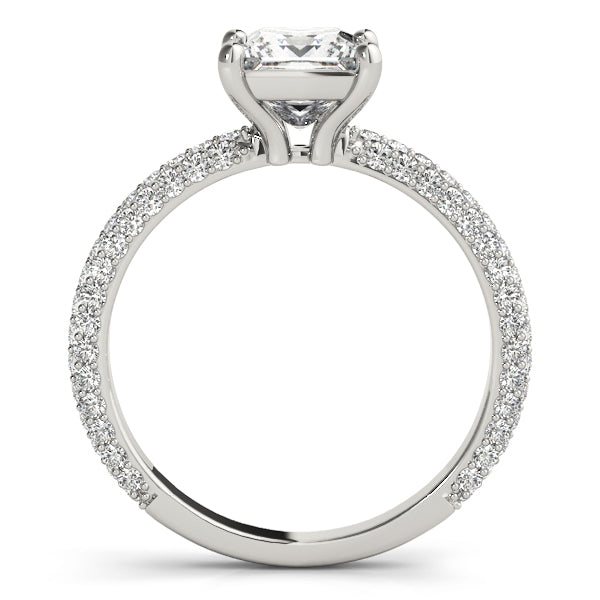 Timeless Pave Engagement Ring With Cut Head Princess Diamond Engagement Ring — 9K/18K Gold & Platinum