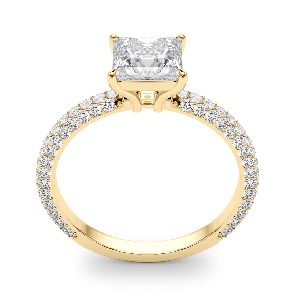 Timeless Pave Engagement Ring With Cut Head Princess Diamond Engagement Ring — 9K/18K Gold & Platinum
