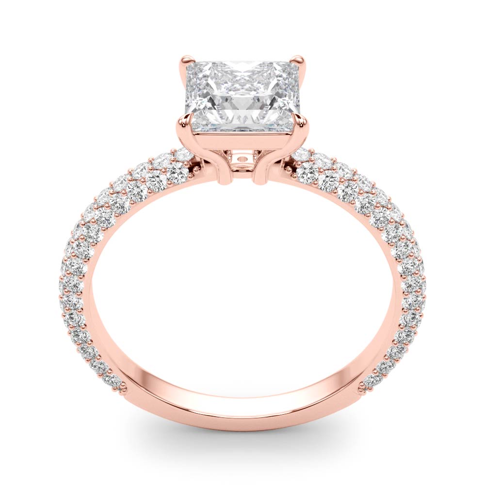 Timeless Pave Engagement Ring With Cut Head Princess Diamond Engagement Ring — 9K/18K Gold & Platinum